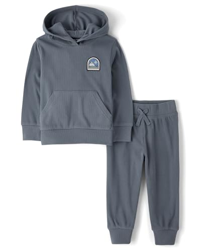 The Children's Place,Baby Boys,and Toddler Active Sweatshirt and Sweatpant, 2 Piece Outfit,Thunderstorm,2 Years