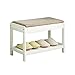 SXUE-Schuhregale Massivholz Schuhbank Lagerung Weiß | Flur Schuhschrank mit abnehmbarem Sitzkissen | Leichter Schuhschrank Hocker - 60x30x42cm Drinnen und draußen