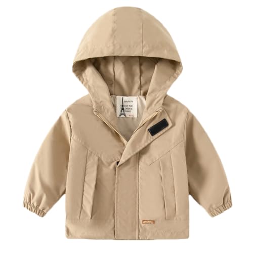 Veste coupe-vent pour tout-petits, manteau léger avec capuche et fermeture éclair pour garçons, vêtements d'extérieur décontractés pour enfants