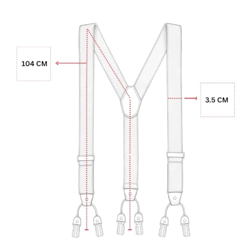 Image of The Tie Hub Suspenders for Men Elastic Adjustable Y Back Braces with Strong Metal Clips for Wedding Formal Office Wear