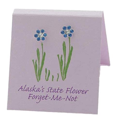 Alaska Forget Me Not Sapphire Crystal Stud Earrings - sterling silver