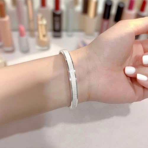 999.9 Sterling Silver Cuff Bracelet, Frosted Texture4