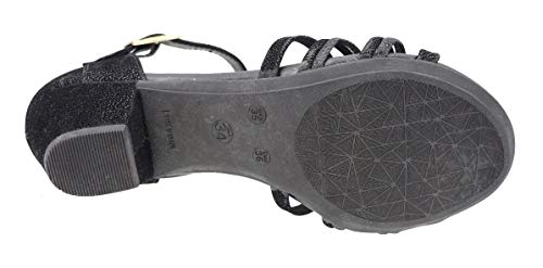 Sandália Feminina Salto Baixo Grosso Lilha Shoes 20440 (38, Preto Nobuck)