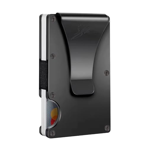 Minimalist Wallet for Men - Front Pocket Wallet with Money Clip & RFID Blocking (Black)