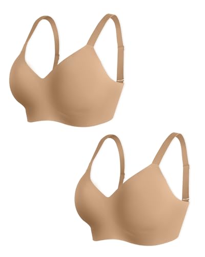 Image of As Fairy Womens Soft Comfortable No Underwire Bras V Neck Seamless Push Up Bralettes Full Coverage Tshirt Brassiere
