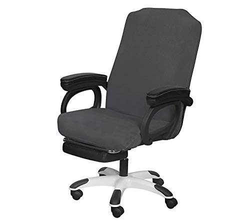 Image of SARAFLORA Grey Office Chair Covers Stretch Washable Computer Chair Slipcovers for Universal Rotating Boss Chair Large Size, Polyester; Spandex