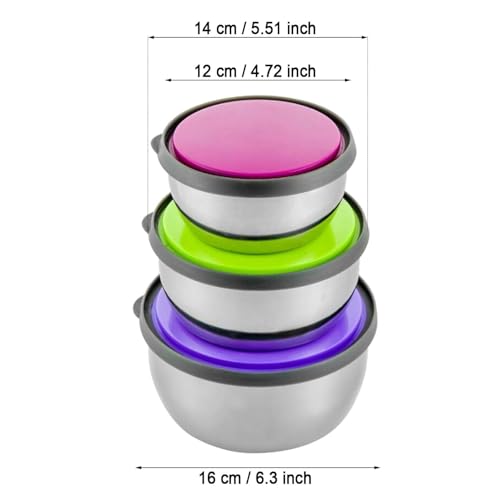 3pcs Stainless Steel Food Storage Containers with Lids, Leakproof Stackable Freezer Safe Stainless Steel Seal Bowl, Mixing Bowls Airtight Food Storage Containers for Baking Cooking Preservation (3) - image 2