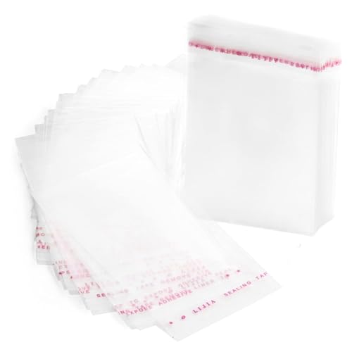 RUBY Sacos de celofane transparentes de plástico com fecho adesivo (200 unidades (12 x 18 cm)
