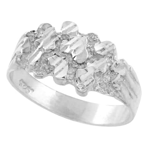 Gabriella Gold Sterling Silver Nugget Ring Diamond Cut Finish 7/16 inch Wide Size 9 Cover