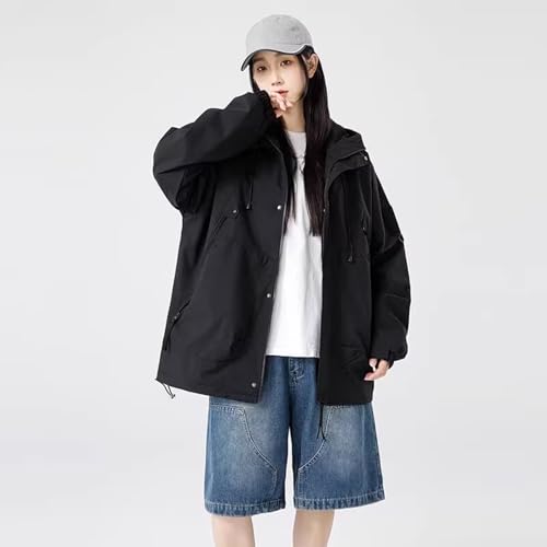 Tumao レディースウインドブレーカー M ブラック