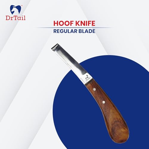 Image of Hoof Knife Double Edged Curved Blade - Stainless Steel Curved Blade Farrier Tool with Wooden Handle, Multipurpose Hoof Trimming Knife for Livestock, 3-Inch Blade, 8.5-Inch Overall (Right Hand)