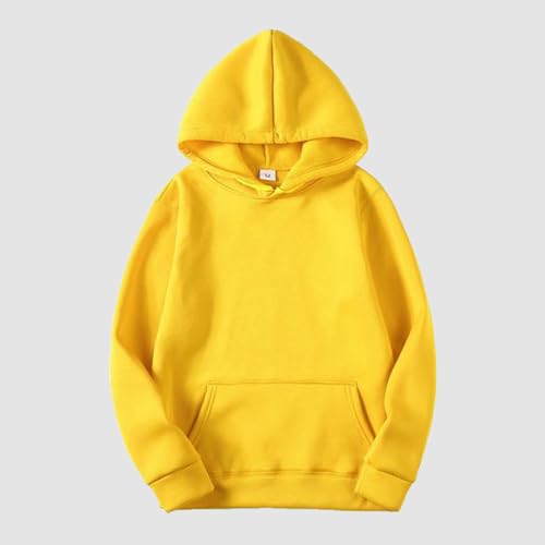 Generisch 2025 Suéter Sudaderas con Capucha Artificial Corto Terciopelo Manga Larga con Bolsillos Trajes de Invierno Ropa E Girl Sudadera, amarillo, M