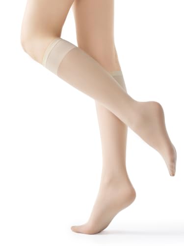 Image of MOOCHI Women's Sheer Knee High Stockings 6 Pairs 20 Denier Nylon Socks