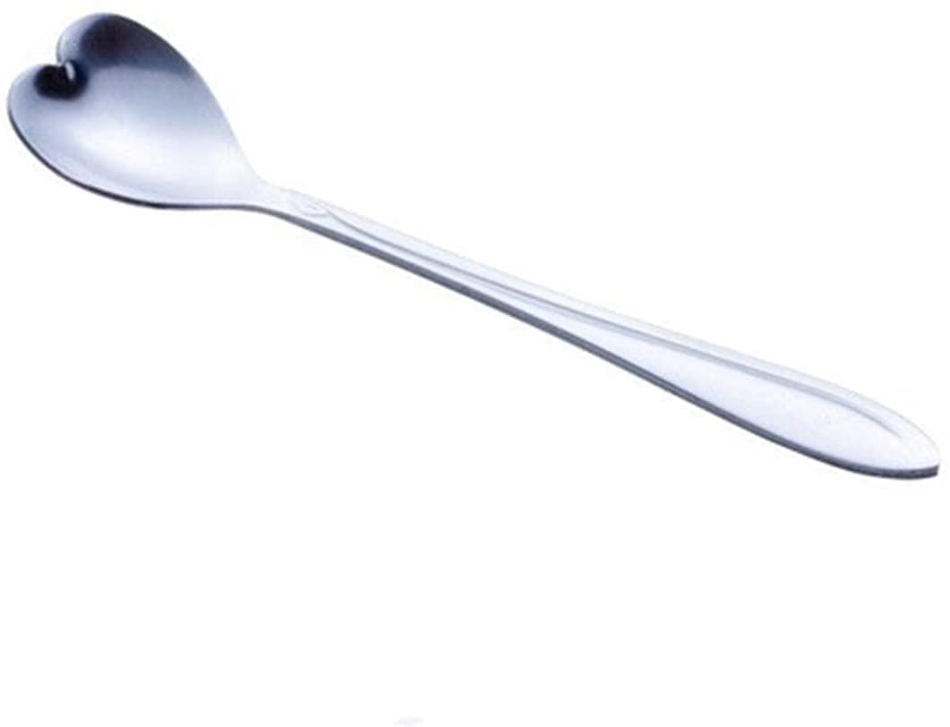 Cucharas De Mesa 1 ordenador personal Cuchara de acero inoxidable Cola flores Cucharada Accesorios cocina Vajilla Decoración Sopa Antigoteo Servir(Silver B Short)