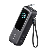 Anker Laptop Power Bank 25000mAh Caricatore Portatile Volo Approvato, Tre Porte USB C 100W per Multi-Dispositivo, Cavi Integrati e Retrattili, per iPhone 17 Pro Max/Serie 16-12, MacBook,Samsung(Nero)