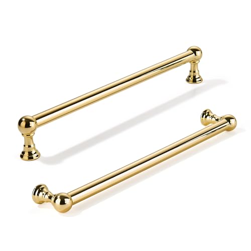 khtumeware 2 Pack 7-1/2 Inch Hole Center Polished Brass Cabinet Pulls Heavy Duty Solid Cabinet Handles cabinets Dressers Kitchens Handles Bathroom cabinets
