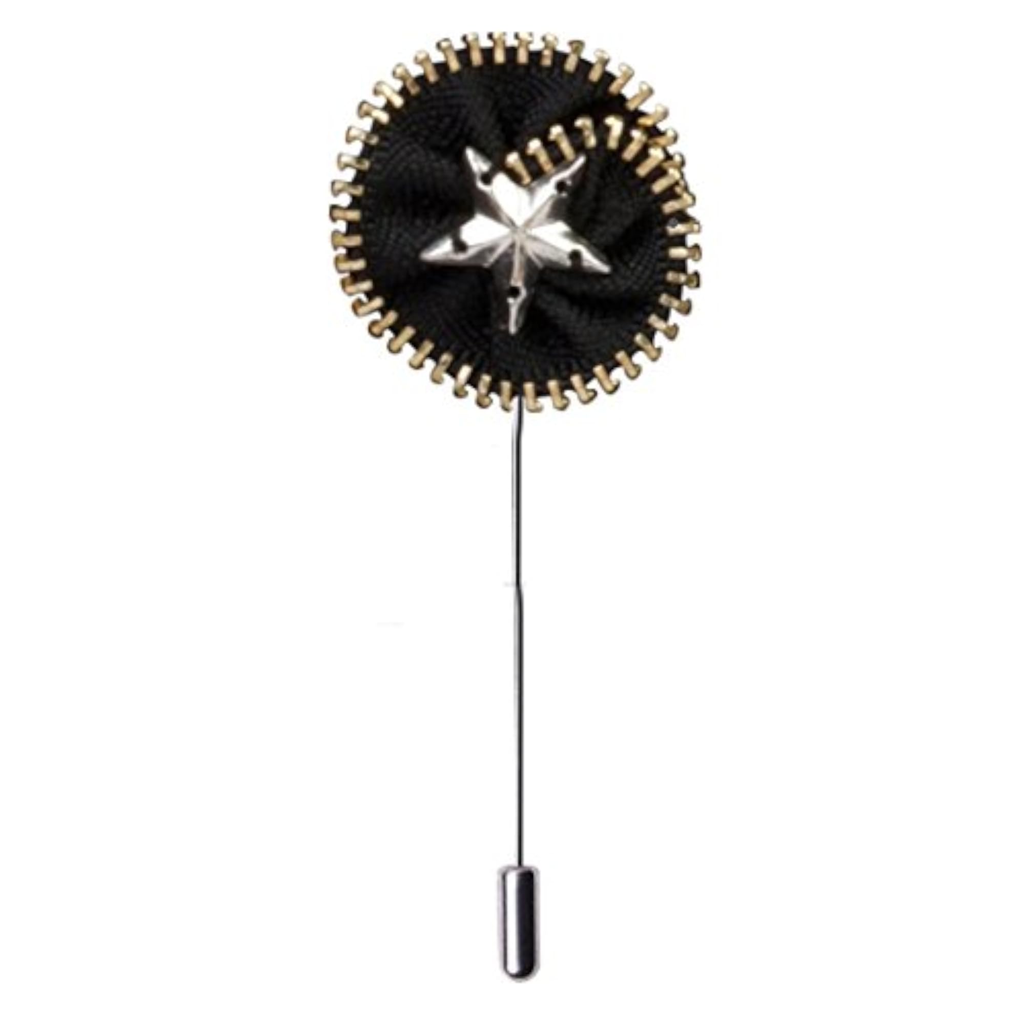 Men's Black Coloured Shining Star Brooch, Elegant Lapel Pin