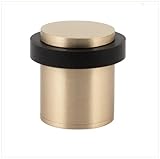 Door Stop | 24 x 30 mm | Black Rubber| Brass Matte Finish | Threaded Base | Includes Screw + Clampin