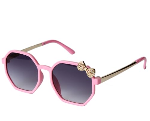 EYEGLASSTOR Girls Sunglasses for Kids, Bow Ribbon Sunglasses, UV Protection, Cute Stylish Shades for Little Girls, Lightweight Frame, Secure Fit, Pink Grey by EYEGLASSTOR - Used condition - US$7.89