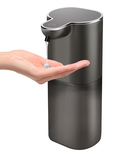 Cheftick ソープディスペンサー ハンドソープ 自動 泡 吐出量4段階調 400ml 壁掛け オートディスペンサー 食器洗剤 ディスペンサー 充電式 キッチン 洗面所などに適用 半透明ボトル 日本語説明書付き (液体タイプ, ブラック)