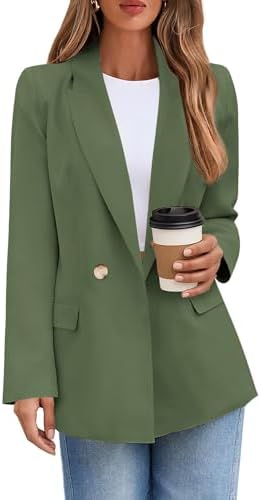 Lazysmile Blazers for Women Business Casual Long Sleeve Lapel Open Front Suit Jacket Office Work Clothes with Pockets