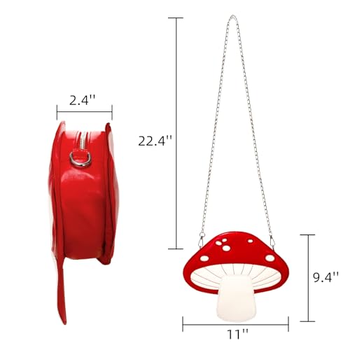 Mushroom Crossbody Purses, PU Leather Shoulder Bags with Strap, Cute Unique Purses for Women Girl, Lovely Novelty Mushroom Gifts2