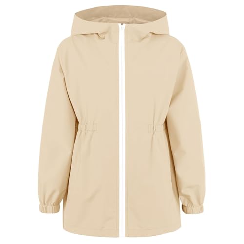 Girls Rain Jacket Lightweight Waterproof - Toddlers Full Zip Up Hooded Wind&Water Resistant Raincoat with Zipper Pockets2