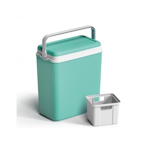 29 Ltr Large Thermal Cooler Freezer Insulated Cool Ice Box Picnic Beach Camping (Grey & Green)