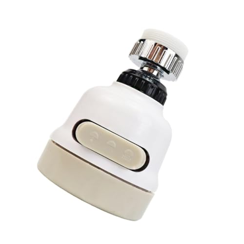 Cruces Aireador Grifo Cocina, Rociador de Agua para Grifo con Cabezal Giratorio 360°, Ajustable y con 3 modos. Color Blanco. Ideal para Antisalpicaduras y Mayor Ahorro de Agua.