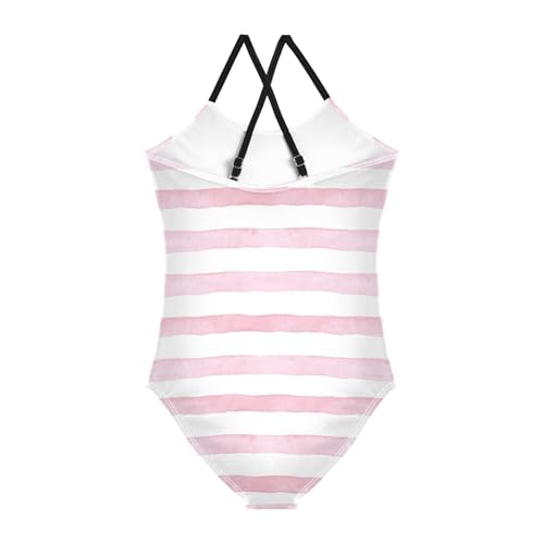GuoChe Pink Stripe Girls 1-Piecing Swimsuits Kids Bathing Suit Girl Swim Suits for Girls Beach Swimwear 3T2