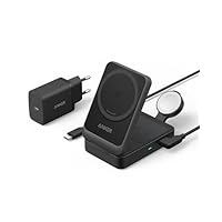 Anker MagGo Caricatore Wireless iPhone 15W, Base di Ricarica 3 in 1 con MagSafe, Certificato Qi2...
