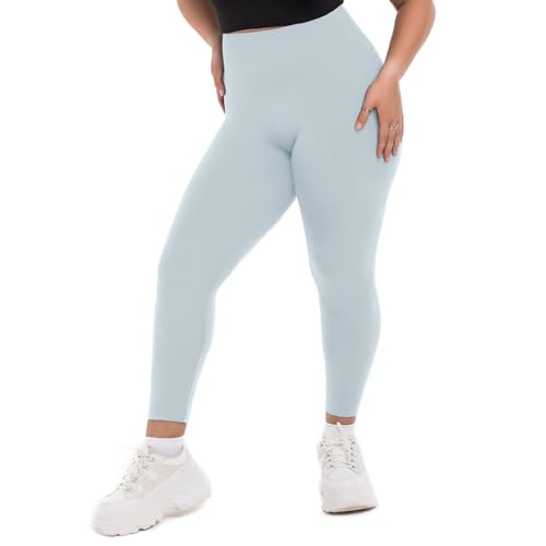 Image of SINOPHANT Plus Size Leggings for Women, High Waisted Tummy Control Buttery Super Soft Black Yoga Pants for Workout Running