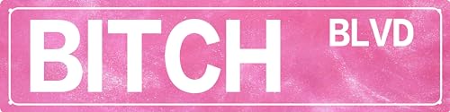 LMDDFZS Retro Girl Pink Tin Metal Sign Bitch Blvd Bold Statement Wall Decor for Home Vintage Bar or Dorm Unique Gift Idea for Friends 4x16 in