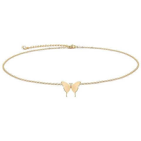 VACRONA Gold Dainty Butterfly Necklaces 18K Gold Plated Choker Necklace Delicate Long Gold Chain Necklaces Jewelry Gift for Women Cover