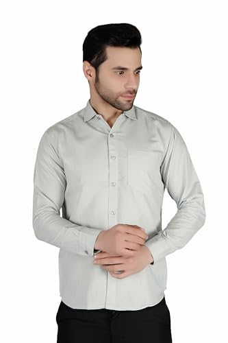 Image of Mens Slim fit Solid Casual Cotton Shirt with Spread Collar and Full Sleeves || Suitable for Office wear