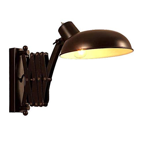 Preisvergleich Produktbild Loft Industrial Wandleuchte, Retro Innenbeleuchtung Arbeits-lampe, Schwarz Scharnier Wandlampe, Labor Scherenlampe, Einstellbare Schatten Basismetall Multifunktions-leuchte Schlafzimmer Studie E27 [En