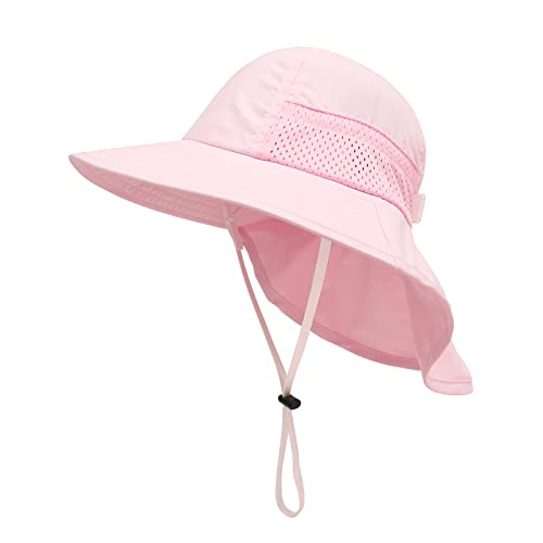 XIAOHAWANG Girls Sun Hat Baby Beach Hats Boys UPF 50+ Kids Summer Protection Cap Toddler Breathable Caps Wide Brim Neck Flap