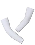 H2H SPORT Unisex Compression Fit Cooling Ribbing Arm Sleeves UV Protection Non-sewing WHITE (KMMM04)