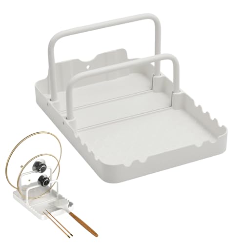 Supporto per Coperchio di Pentola in Alluminio, Porta Coperchi Antiscivolo con Poggia Cucchiaio, Organizer Regolabile da Cucina per Teglie da Forno, Pentole, Piano Cottura, Barbecue