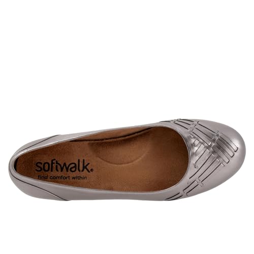 SoftWalk Women's Ballet Flat, Pewter Metal, 6 Wide2