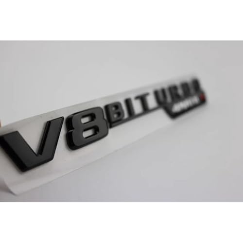 Image of Compatible with V8 BITURBO 4matic+ Emblem|ABS Chrome Letters,Adhesive Backing, No-Tool Install for 2019-2023 Models (G63 /C63 /GLC63)-3D -Style Design & Weatherproof Finish (Black+)