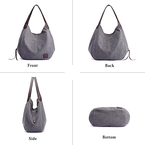 Sac en toile vintage gris souple et résistant style rétro chic