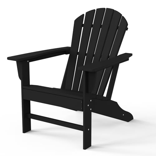 Farmhouse Adirondack Chair Wood Texture, Poly Lumber Patio Chairs, Pre-Assembled Weather Resistant...
