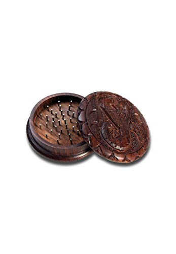 bong-discount Kräuter-Mühle, Herb-Crusher, HOLZ-Grinder | 2-teilig | 30 x 77 mm | Stift-Zähne, Metallstifte | ROSENHOLZ… – Bild 3