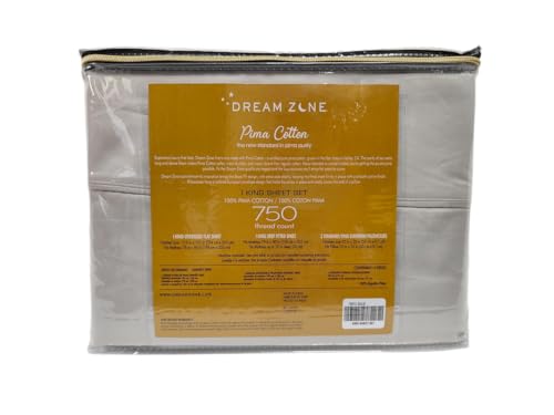 Dream Zone 750 Thread Count Pima Cotton 4 Pcs King Sheet Set in Silver Grey (Silver Grey King)