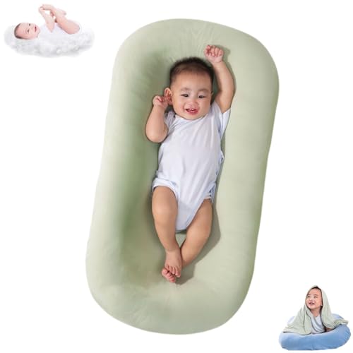 Image of Baby Lounger Pillow Soft Organic Cotton Breathable Lounger for 0-18 Months, Newborn Lounger for Baby, Baby Lounger for Newborn (Green, 0-8Months)