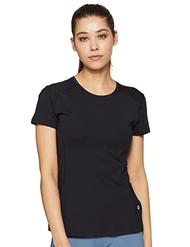 Image of Marks & Spencer Goodmove Womens Solid Polyester Blend Scoop Neck Regular Fit Short Sleeve Top