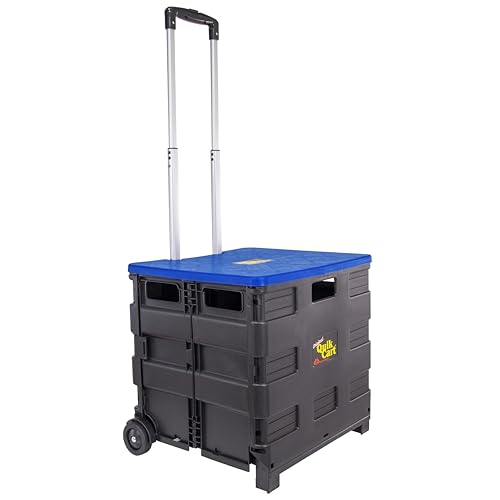 dbest products Quik Cart Collapsible Rolling Crate on Wheels for Teachers Tote Basket, 80 lbs...