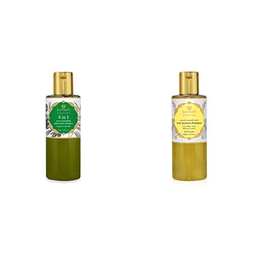 Image of Just Herbs 8 in 1 Root Nourishing Amla Neem Hair Fall Control Shampoo For Men & Women - Suitable For Oily Hair Scalp, Sulphate & Paraben Free 200 ml