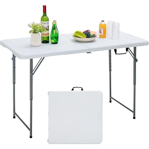 Tavolo Pieghevole Rettangolare 180x75x74 cm a Valigetta – Piano in HDPE Resistente, Struttura Metallo Verniciato, Portata 180 kg – Camping, Mercato, Giardino